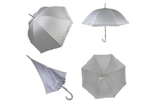 Біла парасолька-тростина з рюшами, напівавтомат на 8 спиць, Угорщина 3180