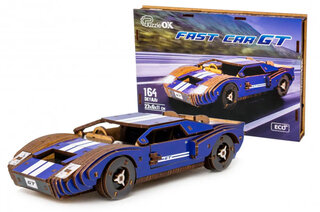Дерев'яний 3D конструктор "Fast Car GT" Puz-26915 164 дет., синій, р. моделі 23*6*11 см PuzzleOk