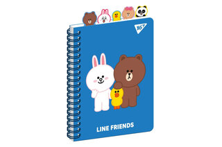 Блокнот YES А5, 80 л. cпіраль з фігурн. роздільниками "Line Friends"