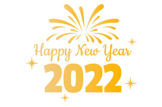 Наклейка "Happy New Year 2022" 18" золото