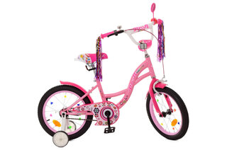 Велосипед дитячий PROF1 16, Y1621 Butterfly, SKD45, ліхтар, дзвінок, дзеркало, додаткові колеса, рожевий