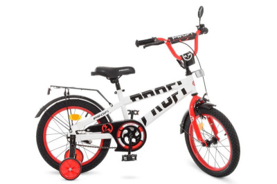 Велосипед PROF1 16д. T16172 Flash біло-червоний (дзвінок, додаткові колеса)