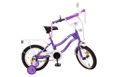 Велосипед PROF1 14д. XD1493 Star, фіолетовий, дод.колеса