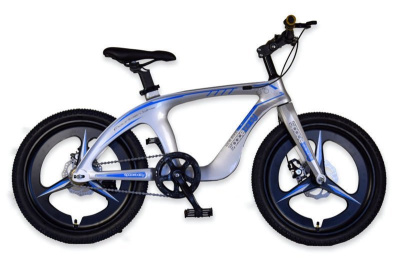 Велосипед 2-х колісний 20'' M20302 Срібло, рама із магнієвого сплаву, підніжка,ручні гальма, без додаткових коліс