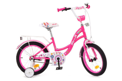 Велосипед PROF1 16д. Y1623-1 Bloom малиновий (дзвінок, додаткові колеса)