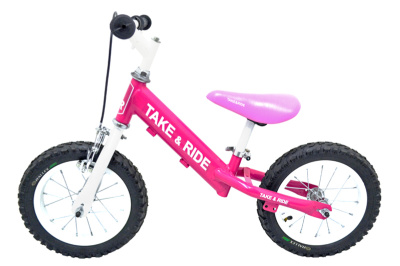 Велобіг Take&Ride RB-50 Lux з тормозами рожево-білий