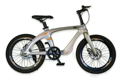 Велосипед 2-х колес 20'' M20410 золотого кольору, рама з магнієвого сплаву, підніжка, ручний тормоз 