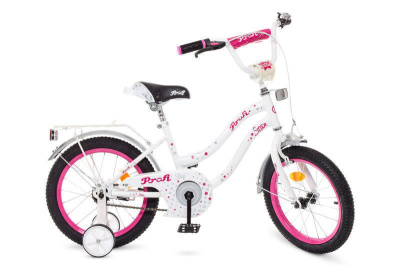 Велосипед PROF1 18д. XD1894 Star біло-малиновий (дзвінок, додаткові колеса)