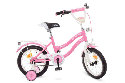 Велосипед PROF1 14д. Y1491 Star рожевий (дзвінок, додаткові колеса)