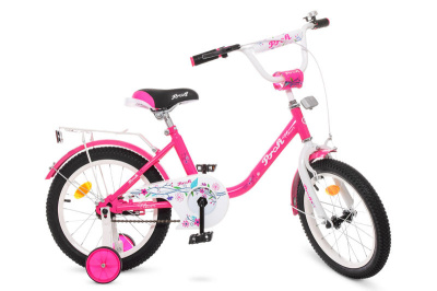 Велосипед PROF1 16д. Y1682 Flower, малиновий, дод.колеса, дзвінок