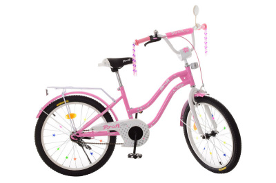 Велосипед PROF1 20д. XD2091 Star, рожевий , світ, дзвінок ,дзерк., підніжка