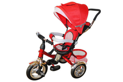 Триколісний велосипед з дашком: червоний (надувні колеса, регулюється крісло) QAТ-2015А 