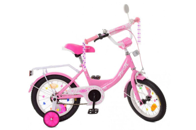 Велосипед дит. PROF1 14д. XD1411 Princess,рожевий, дзвінок, дзерк., дод.колеса