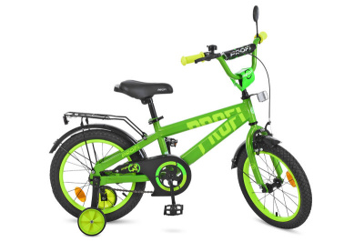 Велосипед PROF1 16д. T16173 (1шт) Flash,салатовий, дзвінок, дод. колеса