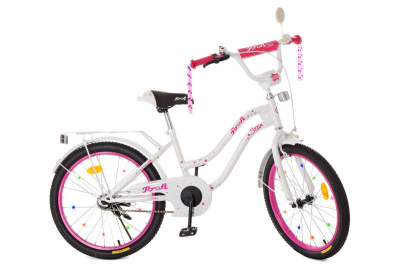 Велосипед дитячий PROF1 20д. XD2094 Star, біло-малиновий, дзвінок, дзеркало, підніжка
