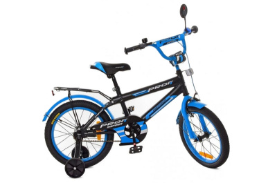 Велосипед дит. PROF1 16д. SY1653 Inspirer,чорно-синій(мат), дзвінок, дзерк., дод, колеса