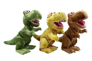 М'яка інтерактивна іграшка, K15002, динозавр, англ музика, повтор голосу, 3 кольори 28*25 см