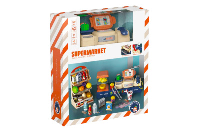 Набір "Супермаркет" MW5581 батарейки, світло-звук, касовий апарат, прилавок, продукти, в коробці 37,6*10*33,5