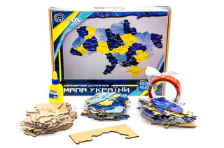 Мапа України двошарова дерев'яна, настінна, синьо-жовта р. 60*90 см 60906 PuzzleOK