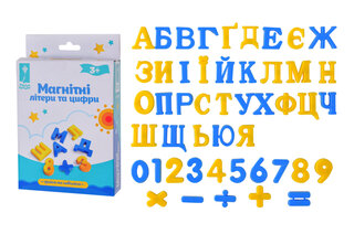 Літери магнітні, PL-7060, Український  алфавіт, цифри, 60 деталей в коробці розмір  20*13см
