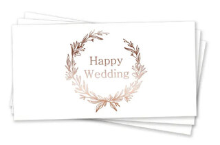 Паперовий конверт на гроші білий "Happy Wedding" рожеве золото тиснення 1шт.