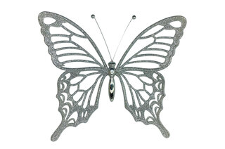 Новорічна іграшка Метелик міні (срібло) 11x9.5x10 см