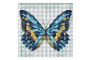 Набір з алмазною мозаїкою б/п "Блакитний метелик" AMC7679 з АВ стразами 20х20см IDEYKA