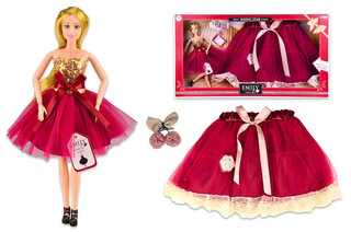 Лялька "Emily" QJ095B зі спідницею для дитини, розмір ляльки - 29 см, в коробці р. 60*6,5*33 см.