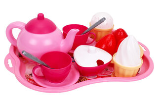 Набір посуду та фруктів на рожевій таці 7273 ТЕХНОК