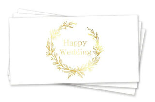 Паперовий конверт на гроші білий 'Happy Wedding' золоте тиснення