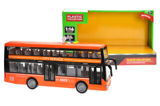 Автобус двоповерховий 7953AB "Автопром", 2 кольори, на батарейках світло і звук, в коробці 32*11,5*18,5 см