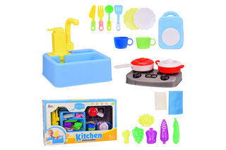 Кухона мийка, YJ188191468, тече вода, з посудом, з набором продуктів, в коробці р. 54,5*8*31,5 см, р-р іграшки – 18*17*18.5 см