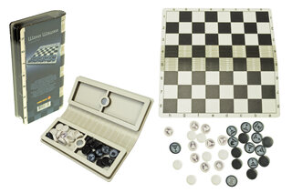 Шахи, Шашки портативні в коробці з дерева р. 20*9.5*3 см.