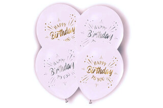 Повітряні кульки '10905 Happy Birthday' білі з срібло/золотоТМ 'Твоя Забава'  50шт
