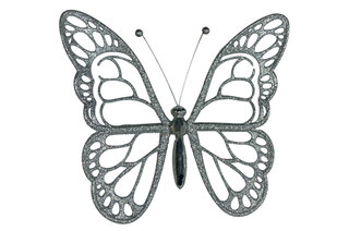 Новорічна іграшка Метелик малий (срібло) 12х14х10 см