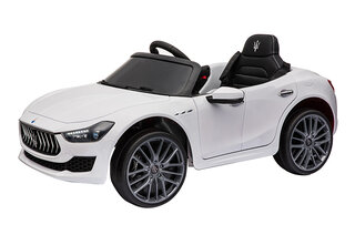 Електромобіль Maserati SL8631 білий, шкіряні сидіння, колеса EVA, MP3,  Р/К, 12V*4.5А, 2*25Вт