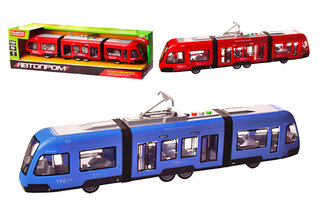 Трамвай на батарейках 7955AB/ WY930AB "Автопром", 2 кольори, світло, звук, в коробці 48*11*16.5 см