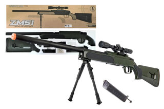 Снайперська гвинтівка CYMA ZM51G на кульках, лазер, приціл, метал та пластик коробка 90*8*24