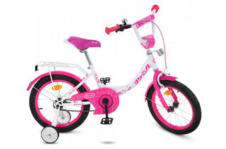 Велосипед дитячий PROF1 16,  Y1614 Princess, SKD45, ліхтар, дзвінок, дзеркало, додаткові колеса, біло-малиновий