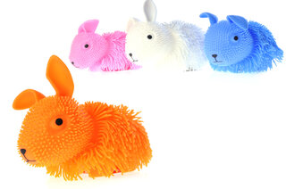 Зайчик Іграшка-забавка гумова надувна зі світлом, Мікс кольорів 12шт. + насос