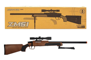 Снайперська гвинтівка CYMA ZM51W на кульках, лазер, приціл, метал та дерево, коробка 90*8*24