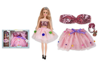 Лялька "Emily" QJ082A в наборі спідниця для дитини, розмір ляльки - 29 см, в коробці р. 58*6*40 см