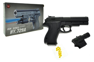 Пістолет SM729A кульки, на батарейках, лазер, ліхтарик, в коробці р. 17*11,3*3,2 см