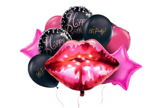 Набір з 9 повітряних кульок "Губи Happy Birthday"  ТМ "Твоя Забава"
