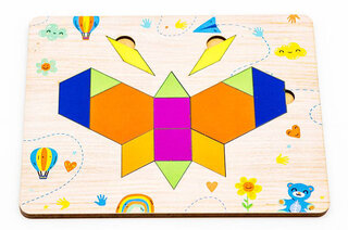 Дерев'яна головоломка "Танграм Метелик" р. 17*14*0,6 см. Puz-91730 PuzzleOk