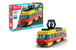 Конструктор IBLOCK, PL-921-380, ТРАНСПОРТ Трамвай 327 деталей, інструкція та наліпки у комплекті, в коробці р. 37,5*25,5*6 см.