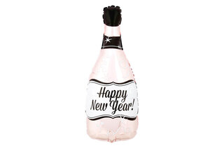 Фольгована кулька фігура "Пляшка шампанського HNY" рожева 83х43 см.