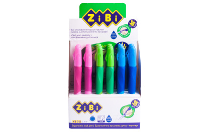 Ручка кулькова для правші з гумовим грипом, синій, дисплей 18 шт, (продається упаковкою)/ZB.2000-01