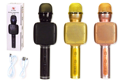 Мікрофон-караоке M138 (YS-68) USB-зарядне, 3 кольори, в коробці 8*7,5*26 см