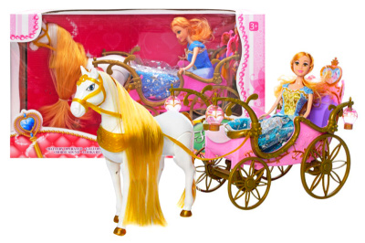 Карета з лялькою в коробці (кінь ходить) 252A р.50,5*18,8*28см.